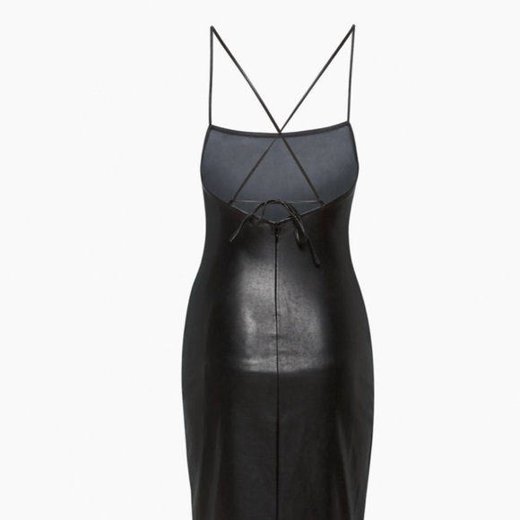 NWOT ARITZIA STRAPPY BACK VEGAN LEATHER DRESS - Picture 7 of 13
